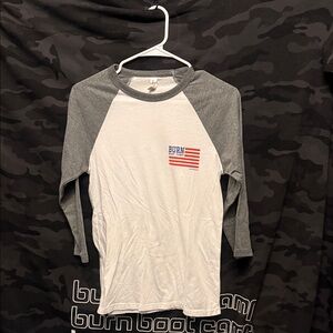 Burn Women's Long Sleeve Raglan Tee - Gray and White